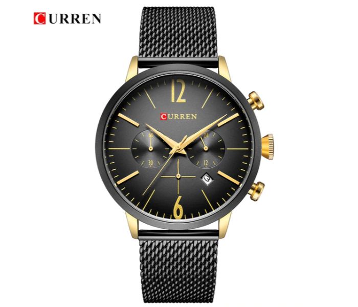 Curren 8313  Luxury Quartz Watch For Men Black And Gold - Zoom Image 2