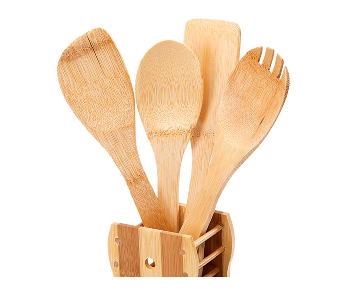 Royalford RF7289 5 Pieces Bamboo Kitchen Spoon & Turner - Brown - Zoom Image 4