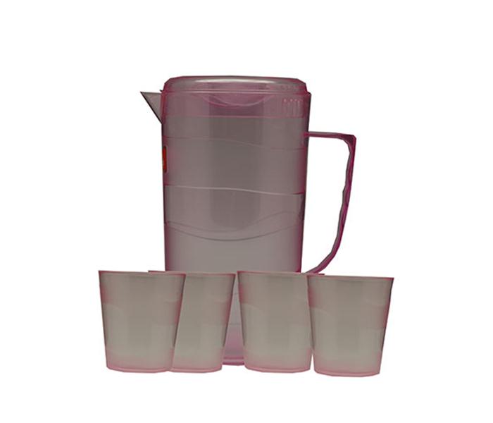 Royalford RF7271 Plastic Water Jug with 4 Glass - Pink - Zoom Image