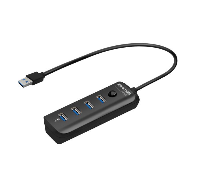 Promate Ezhub Ultra-Fast Portable USB 3.0 Hub with 4 Charge and Sync Ports, Black - Zoom Image 9