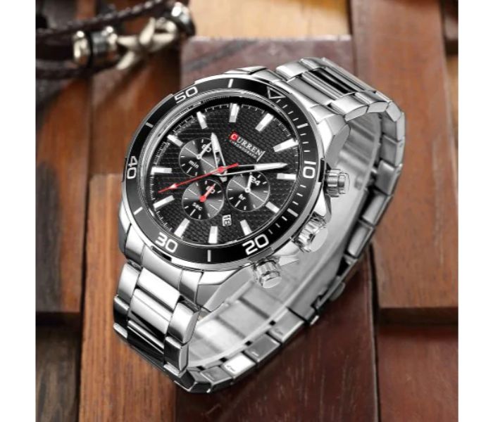 Curren 8309 Luxury Analog Quartz Watch For Men Silver and Black - Zoom Image 2