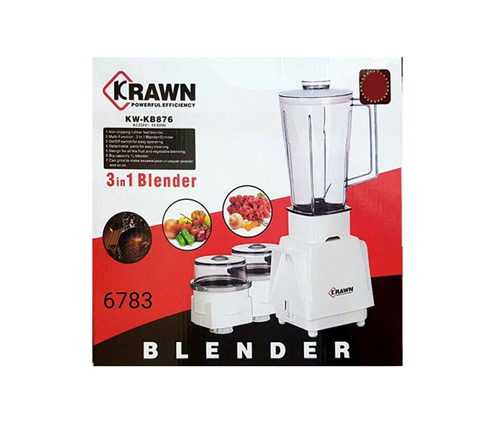 Krawn KW-KB876 3-In-1 Blender - White - Zoom Image 1