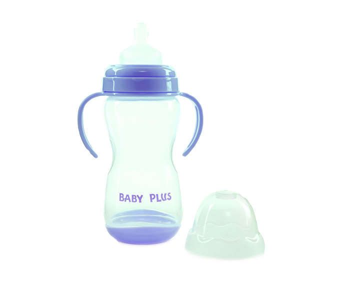 Baby Plus BP6642 350ml Plastic Wide Neck Feeding Bottle with Handle - Blue - Zoom Image