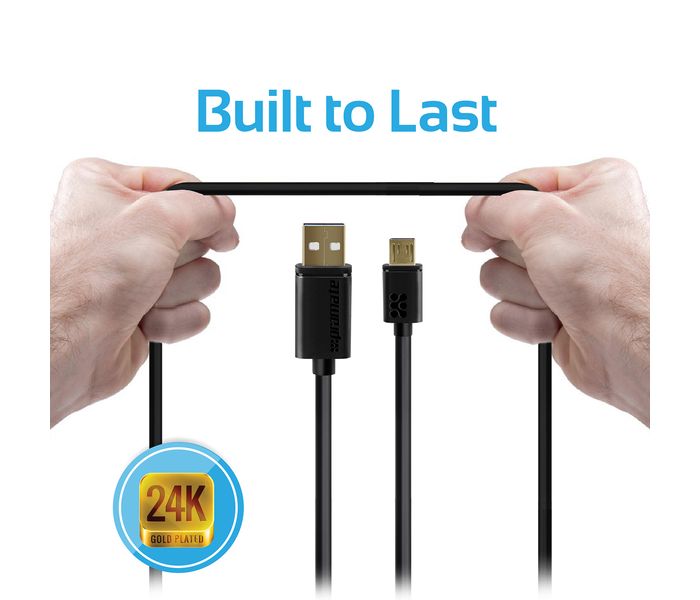 Promate LinkMate-U2 Premium USB to Micro-USB 2.0 flexShield Copper Cable for Mobile Phones - Black - Zoom Image 3