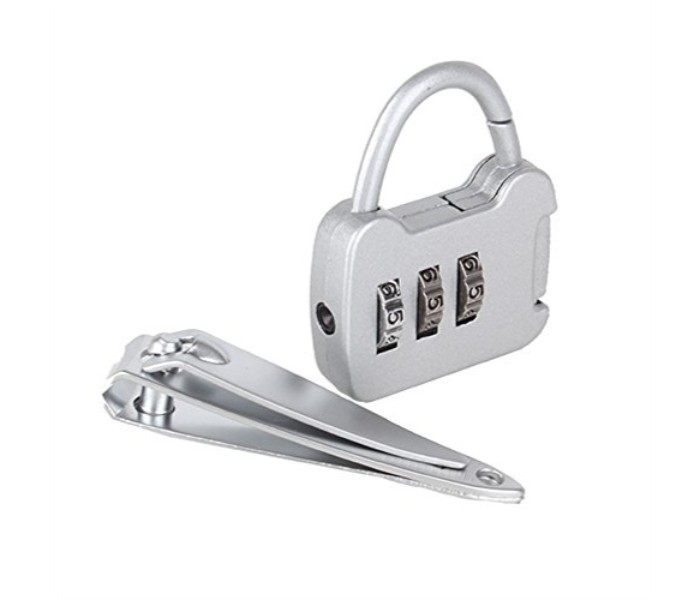 Taqdeer 713B-2 3 Digit Zinc Alloy Resettable Combination Code Locks Password Padlock and a Nail clipper Silver - Zoom Image 3