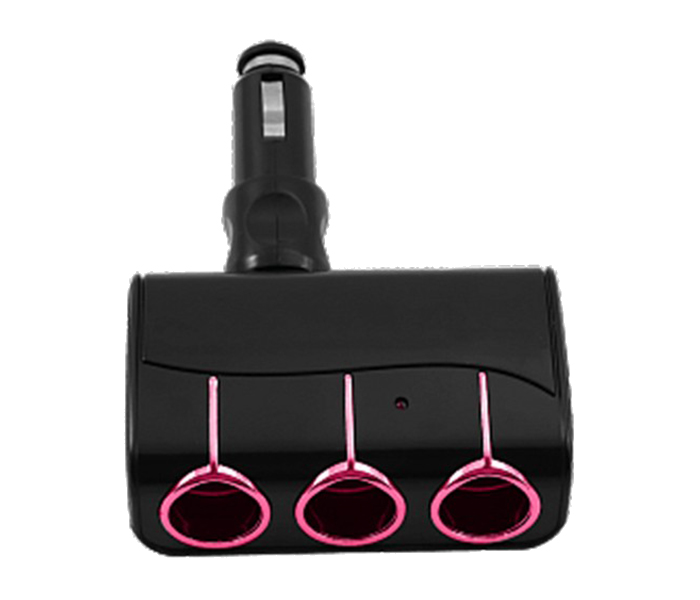 Black Label Folding Dual USB Port & 3 Socket Car Mobile Charger - Black - Zoom Image 1