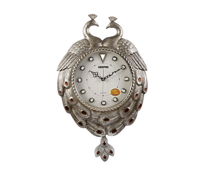 Geepas GWC3397 Wall Clock with Pendulum - Silver - Zoom Image