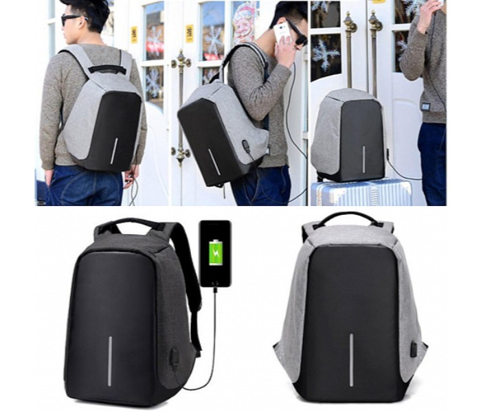 Anti-Theft Backpack 18 Inch with USB Port Grey - Zoom Image 5