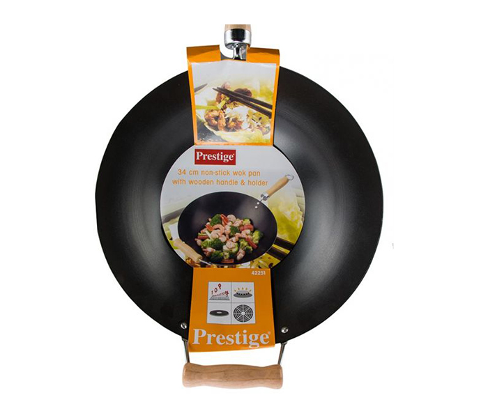 Prestige PR42251 34CM Aluminum Nonstick Wok Pan, Black - Zoom Image 2