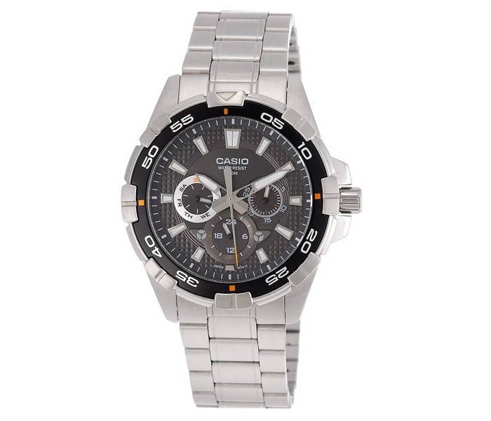 Casio MTD-1069D-1ADF Mens Analog Watch Black and Silver - Zoom Image