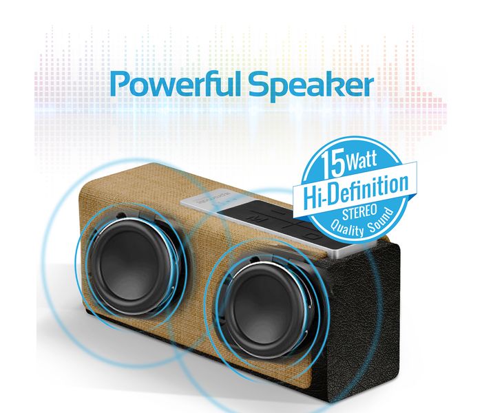 Promate Streambox-L Portable Fabric Wireless Speaker with Internet Radio - Beige - Zoom Image 4