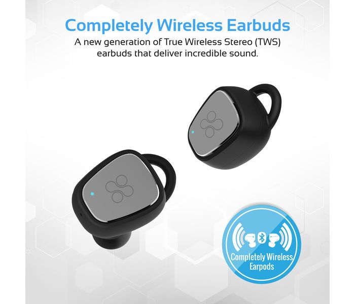 Promate Trueblue-2 High Definition True Wireless Stereo Earbuds with Portable Charging Case, Black - Zoom Image 1