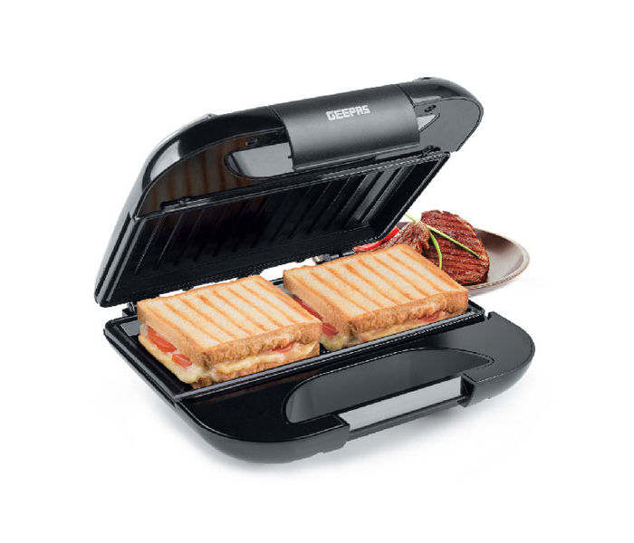 Geepas GGM6005 750W Stainless Steel Grill Maker with Non-Stick Cooking Plate - Black - Zoom Image