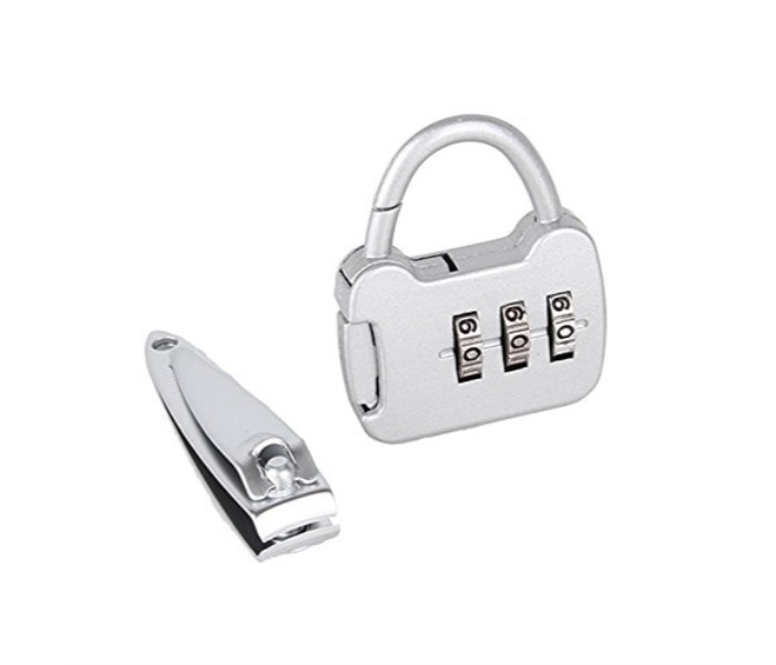 Taqdeer 713B-2 3 Digit Zinc Alloy Resettable Combination Code Locks Password Padlock and a Nail clipper Silver - Zoom Image 5