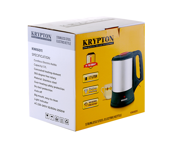 Krypton KNK6011 1.7 Litre Stainless Steel Cordless Electric Kettle - Zoom Image 1