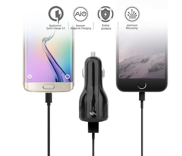 Fast Adaptive Qualcomm QC 3.0 Certified Dual 2 USB Port Quick Car Charger for all Devices FA152 Assorted - Zoom Image 3