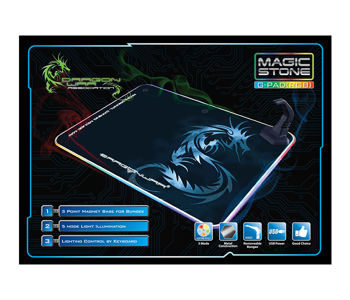 Dragon War GP-007 Magic Stono RGB Metal Gaming Mouse Pad with Bungee - Zoom Image 6