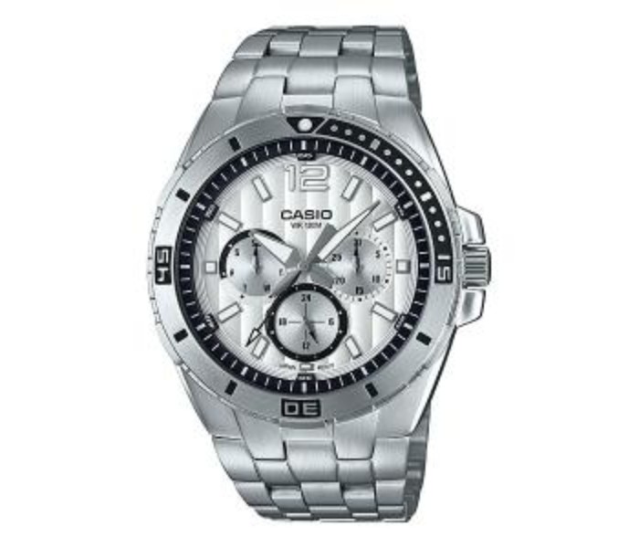 Casio MTD-1060D-7A2VDF Mens Analog Watch White and Silver - Zoom Image