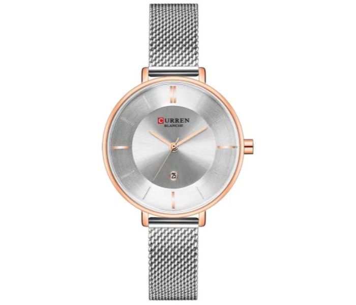 Curren 9037 Steel Analog Quartz Watch For Women Silver and Rose gold - Zoom Image