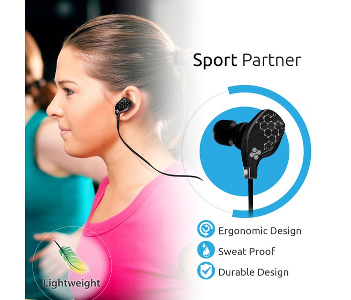 Promate Lite-2 Bluetooth Sports Headphones Stereo Earphones with Mic, Black - Zoom Image 6