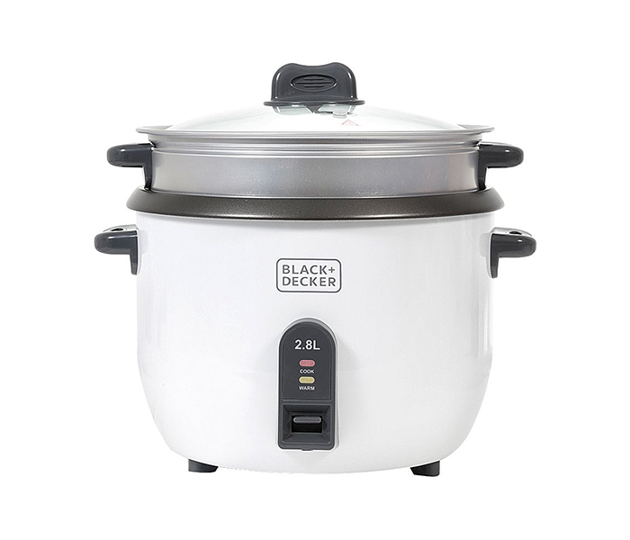 Black and Decker RC2850-B5 2.8 Litre Non Stick Rice Cooker with Glass Lid - White - Zoom Image 2