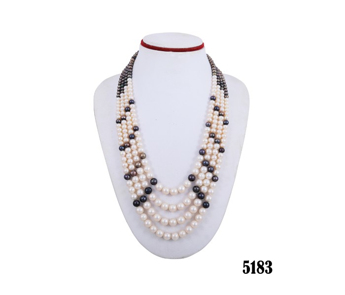 Netra Pearl 5183 Pearl Necklace Grey and White - Zoom Image