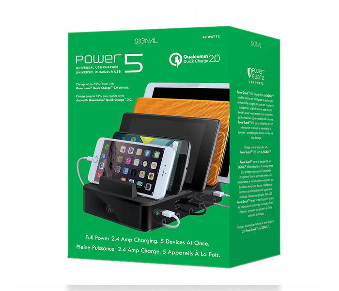 I Sound SIG-8060 Power 5 USB Charging Dock with Quick Charge - Black - Zoom Image 3