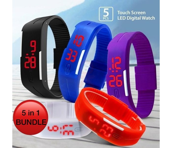 5 in 1 Gift Set of Touch Screen LED Digital Watch BTS51 Assorted - Zoom Image 2