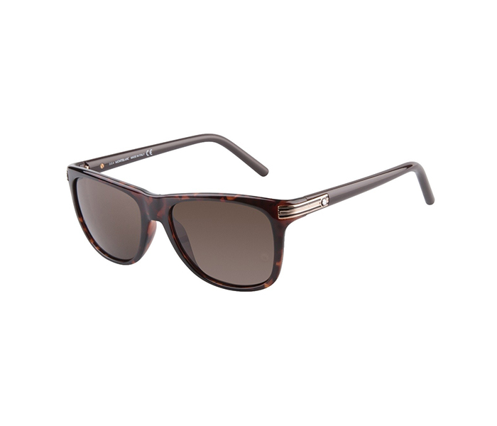 Mont Blanc MB 502S 52E Round Dark Havana Frame & Black Mirrored Sunglasses for Men - Zoom Image 1