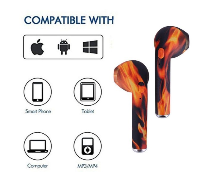 WB-i7S-WM TWS Wireless Bluetooth Mini 2Pc Stereo Multi Color Military  Graphic Design Earphone With Mic Multicolor - Zoom Image 3