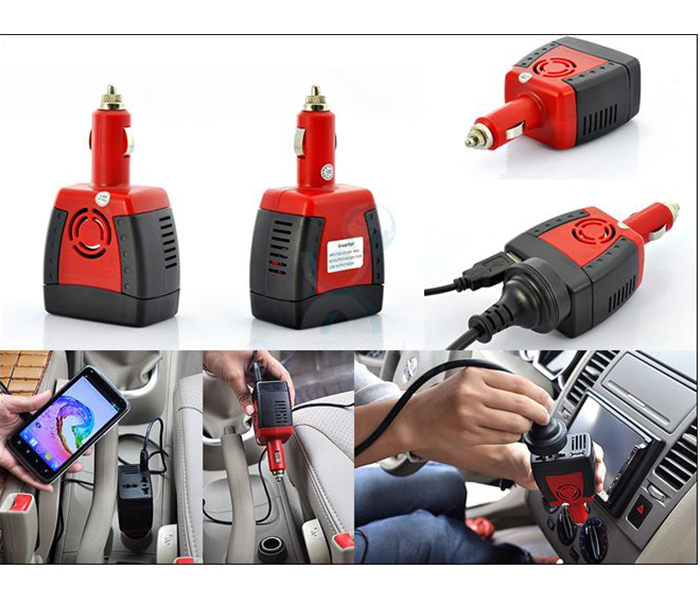 DLC 150 Watts Car Power Inverter - Black & Red - Zoom Image 2