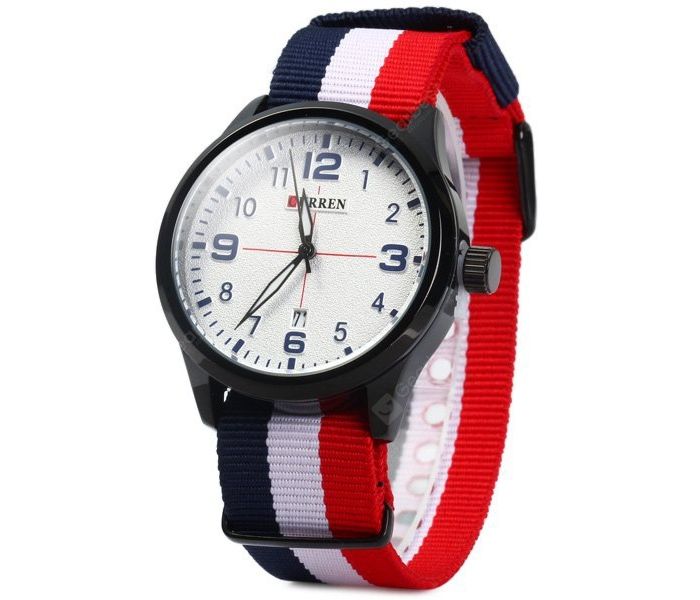 Curren 8195 Date Display Quartz Watch With Canvas Band For Men White - Zoom Image