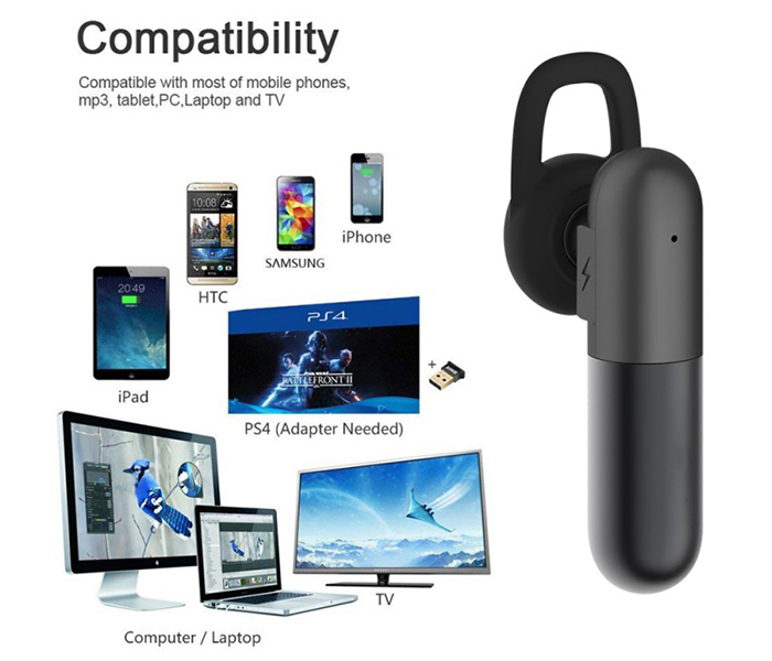 Trands TR-BLUETOOTH-1 Wireless Mono Earphone Handsfree Headset - Black - Zoom Image 4