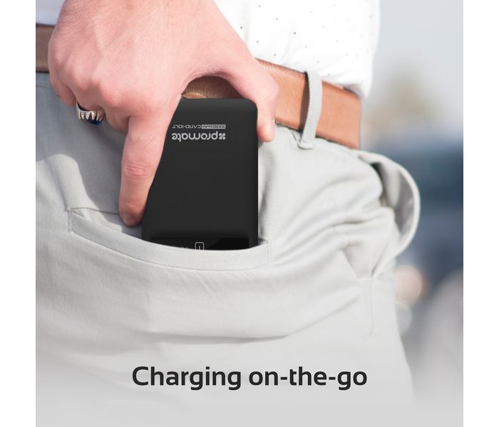 Promate Card-10LT 10050 mAh Fast Charging Power Bank with 2.1A Dual USB Port, Black - Zoom Image 2