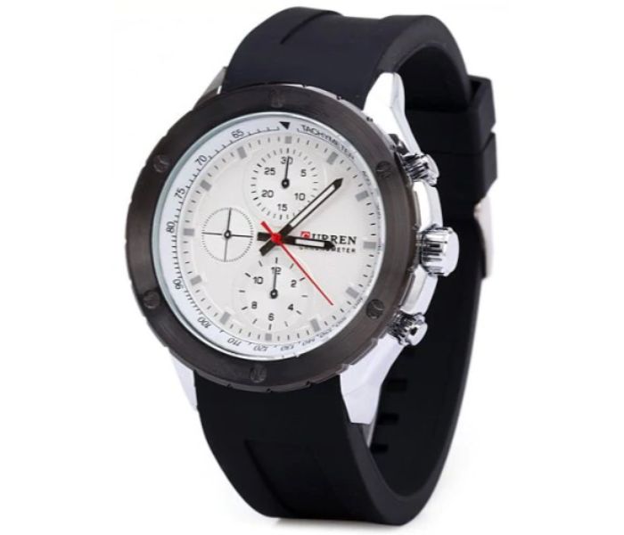 Curren 8165 Analog Quartz Watch For Men Black And White - Zoom Image 1