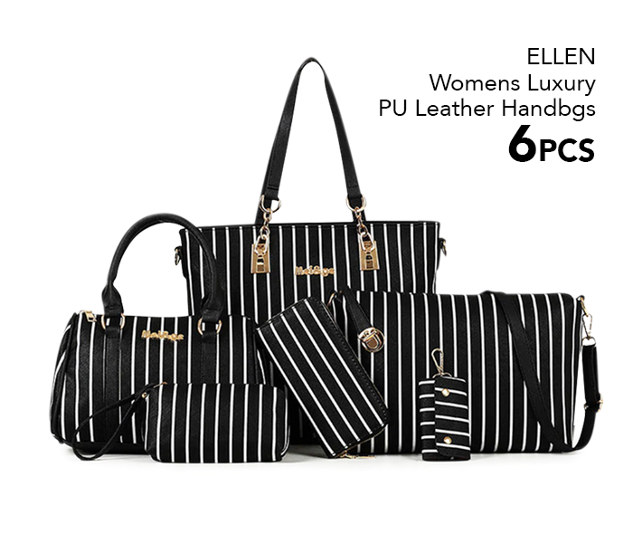 Ellen EL21 6 Pieces Women Luxury PU Leather Handbags - Black - Zoom Image 2