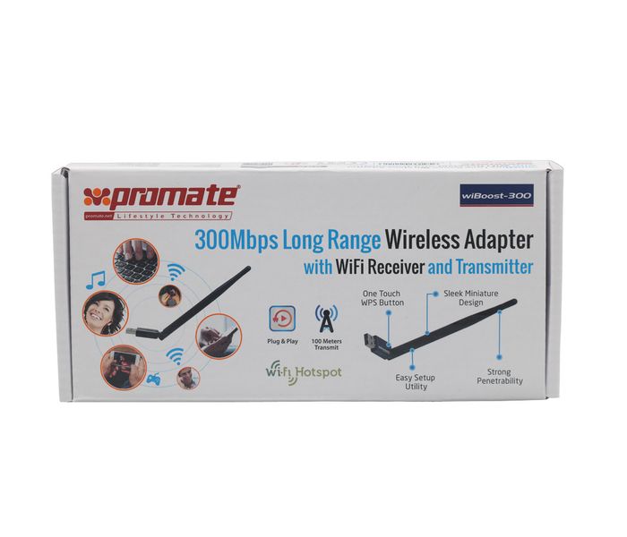 Promate Wiboost-300 USB 3.0 Hub 4 Port Aluminium Mountable Ultra-Fast Hub, Black - Zoom Image 1