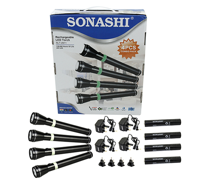 Sonashi SLT-2911 Rechargeable LED Torch Combo Pack - 4 Pieces - Zoom Image 2