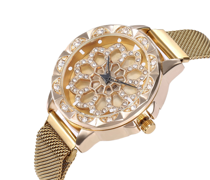 Sphere 360 Rotation Womens Magnetic Stainless Steel Mesh Strap Watch - Gold - Zoom Image 1