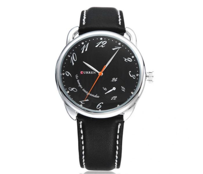 Curren 8147 Leather Strap Analog Watch For Men Black - Zoom Image 2