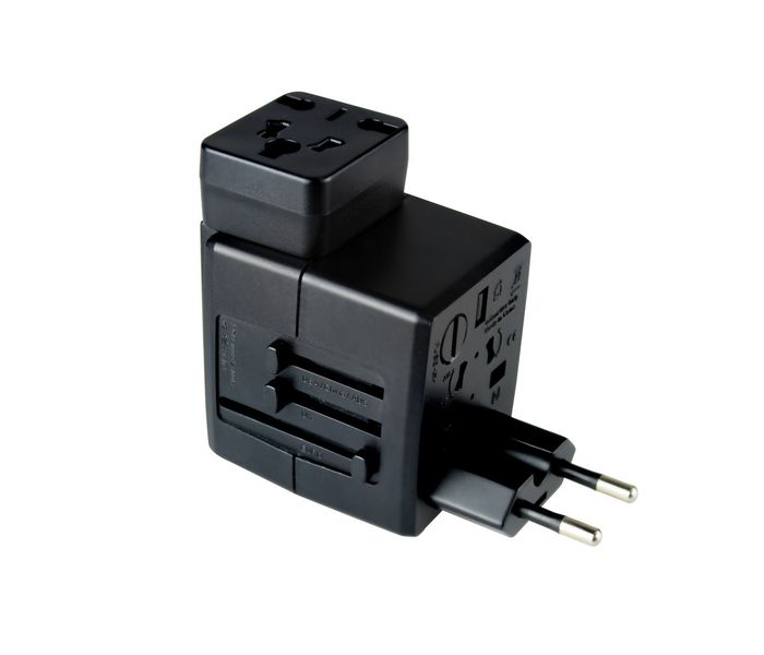 Promate TravelMate.Duo Universal All in One Worldwide Travel Adapter, Black - Zoom Image 4