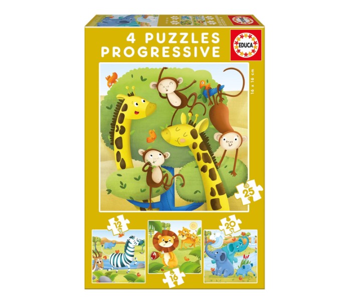 Educa 17147 Progressive Puzzles Wild Animals Multi Color - Zoom Image