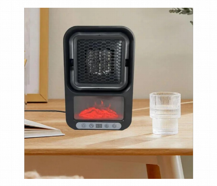 Adjustable 1000W Warm Mini Electric Fan Flame Room Heater With Wall Socket For Room -Black - Zoom Image 1
