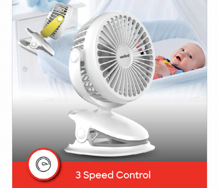 Sanford Sf6664Pcf Portable Adjustable Rotation Clip Fan - White - Zoom Image 2