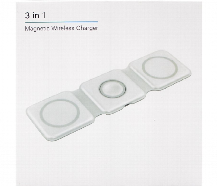 Foldable 3 In 1 Magnetic Wireless Fast Charger Stand White - Zoom Image 6