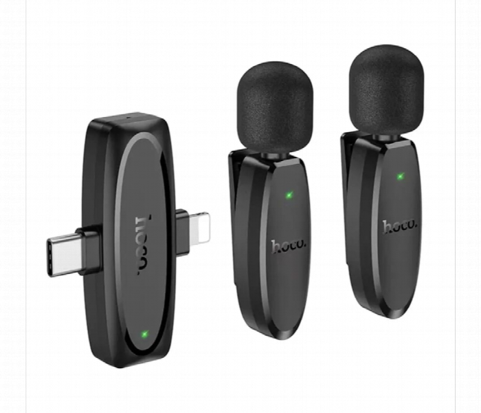 Hoco L15 Lightning Crystal Lavalier Wireless Digital Microphone Black - Zoom Image 1