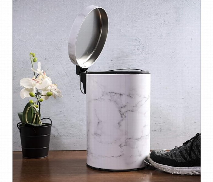 Royalford Rf9583 12 Litre Marble Design Dust Bin White - Zoom Image 2