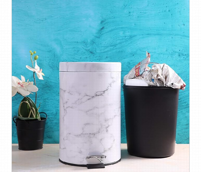 Royalford Rf9583 12 Litre Marble Design Dust Bin White - Zoom Image 3