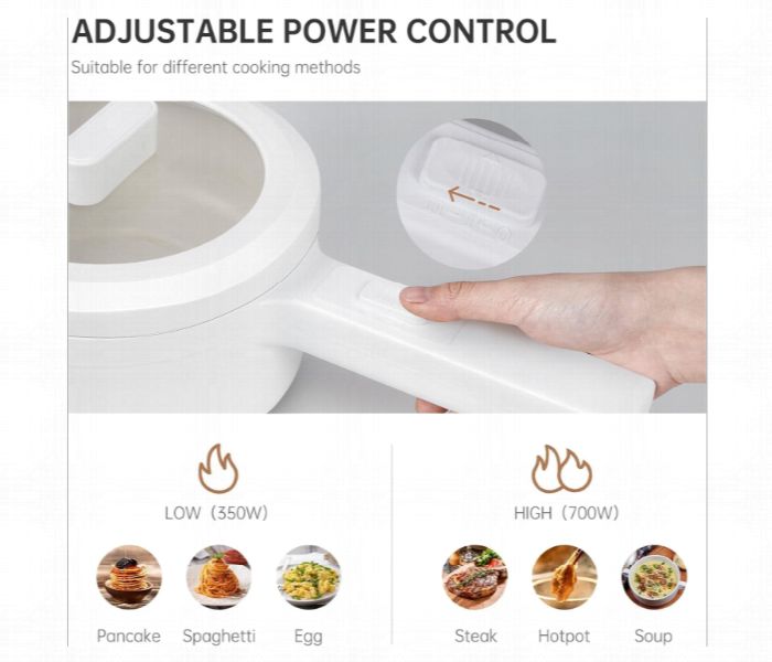 Portable Electric Hot Pot Cooker Steamer Multifunctional Non Stick Pan Suitable For Ramen Steak Egg Rice Oatmeal Soup - Zoom Image 2