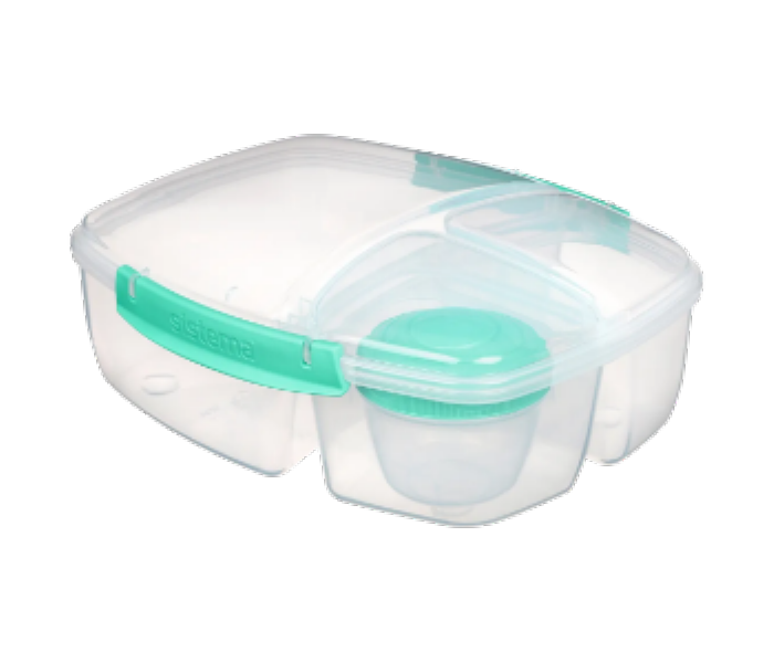 Sistema 2L Triple Split To Go Lunch Box with Yogurt Cup Minty Teal - Zoom Image 2